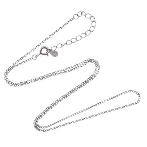 Cable Link Necklace | Vintage Sterling Silver 925 Chain | 16"-17.5" - Picture 1 of 3